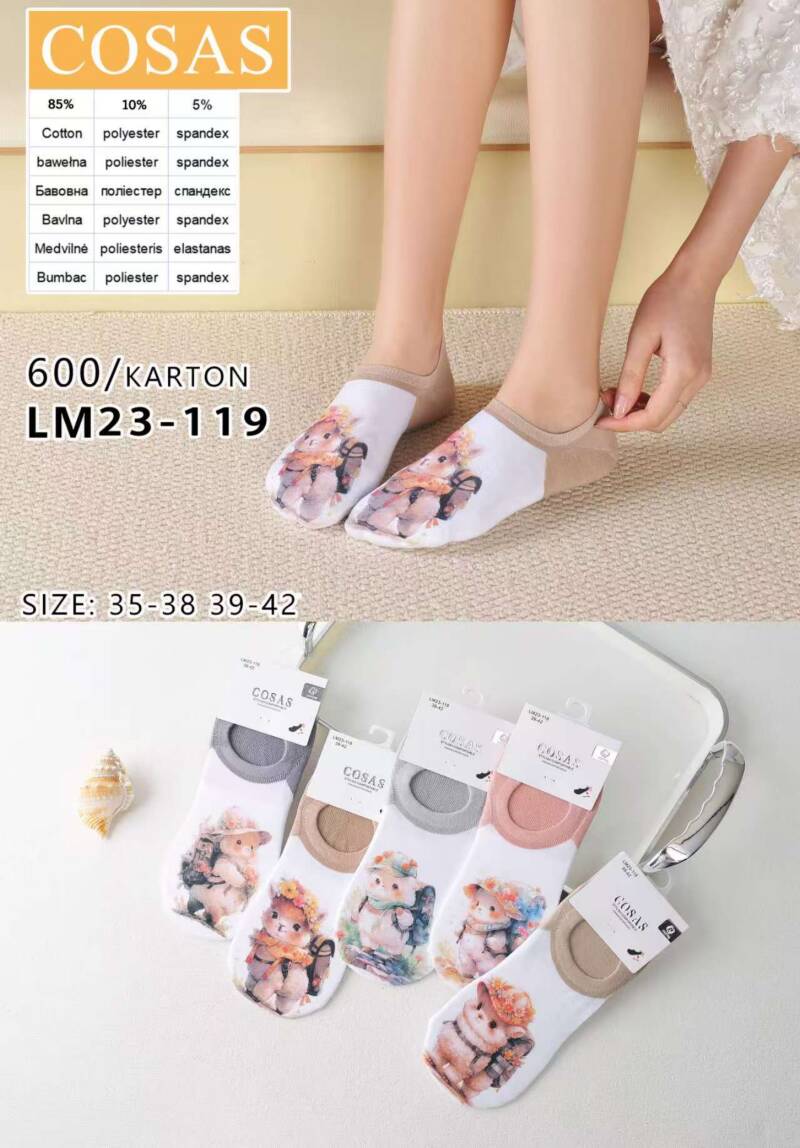 Stopki damskie Roz 35-42, Mix kolor Paczka 40 szt